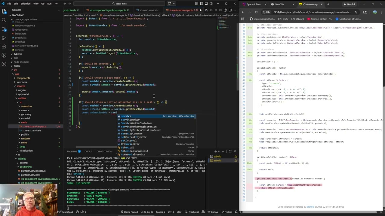 390 - ThreeJS and Angular Space And Time Application: Finished unit testing