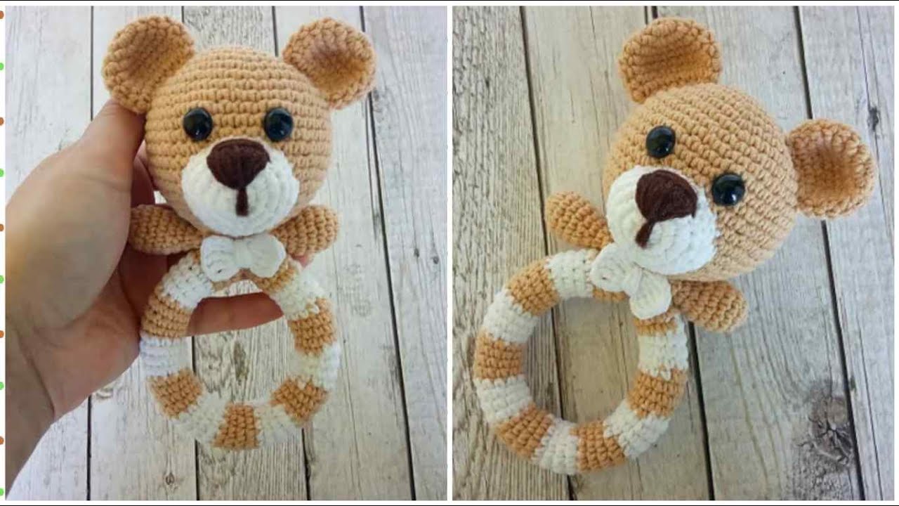 Медвежонок-погремушка вязаный крючком/crochet rattle/Häkelrassel/crochet bear