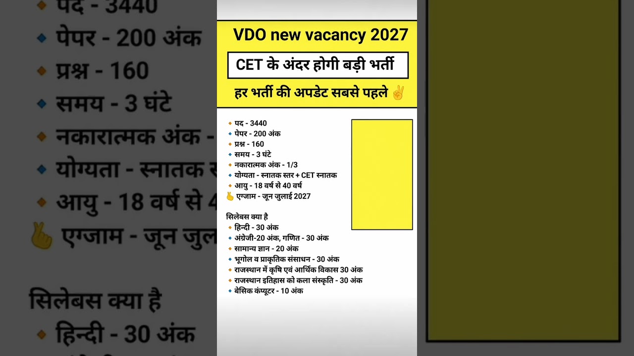 VDO New Vacancy 2026 Notification, Form, Syllabus, Exam Date,Pattern, Vacancy ||vdo syllabus 2026