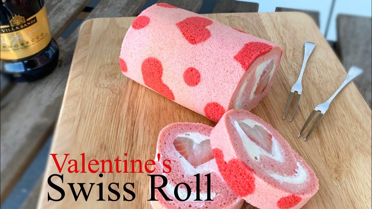 Valentine’s Swiss Roll | 情人節瑞士卷 ｜バレンタインデーのスイスロール ｜발렌타인 데이 스위스 롤