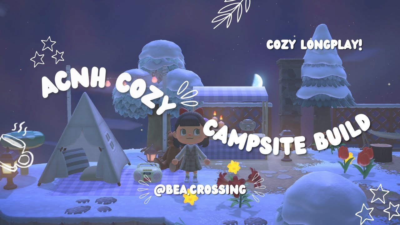acnh cozy winter campsite speed build! ✧*:･ﾟ (no commentary)