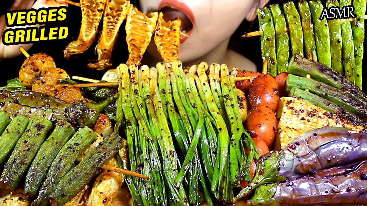 ASMR (SAYURAN PANGANG) Grilled Vegges, Quail Eggs, Sausage (Onion, Bamboo shoot, Eggplant, Okra)