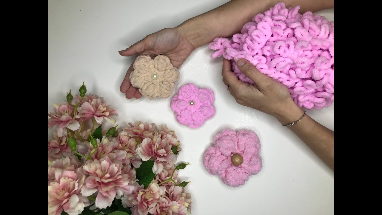 Куда пристроить остатки?! 🌷Цветочки из остатков alize puffy и alize puffy fine