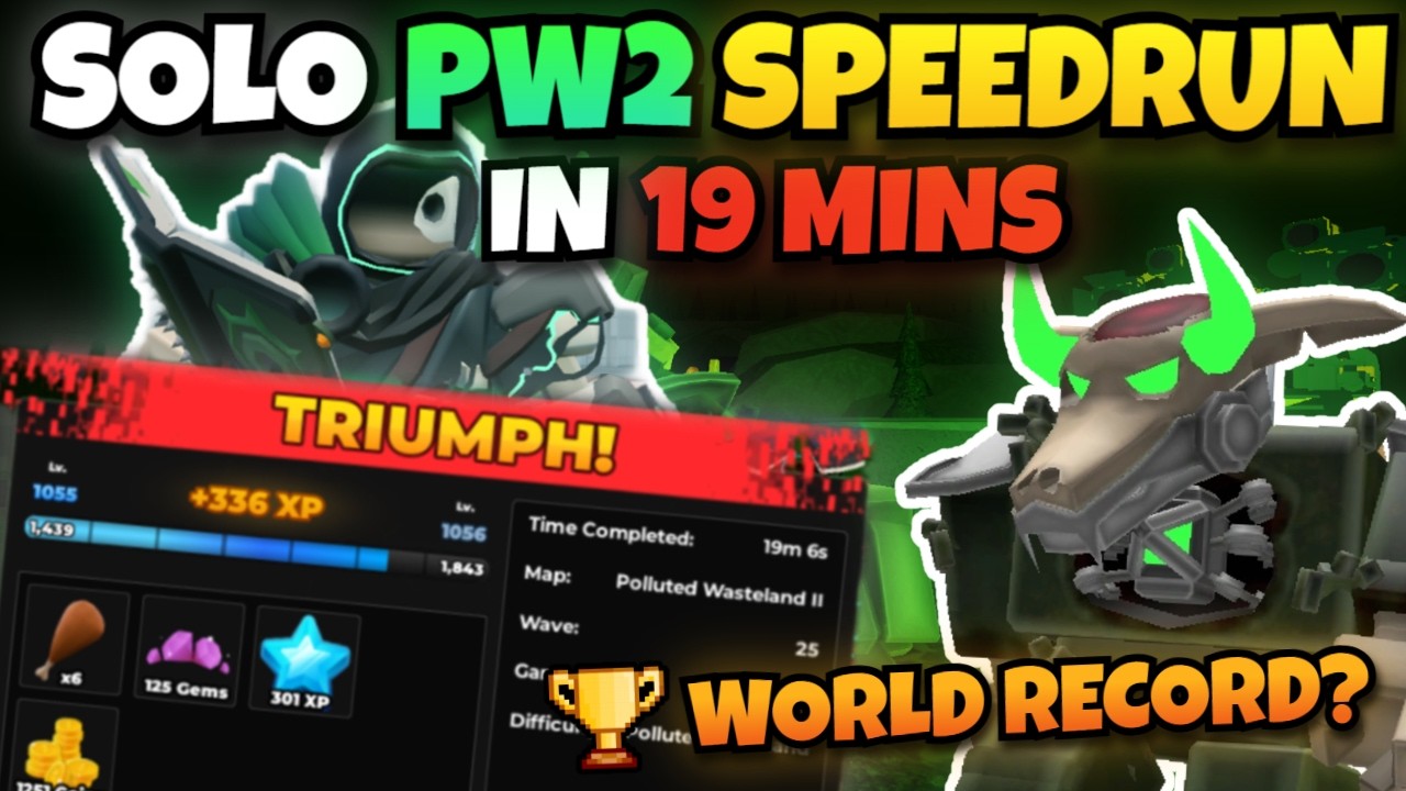 SOLO PW2 SPEEDRUN In 19 MINUTES | WORLD RECORD? 19:06 | Roblox TDS