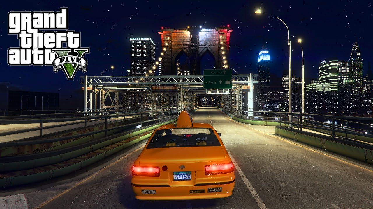 Highway Tour of Liberty City at Night | Jazz Piano Music & Realistic Driving | GTA V