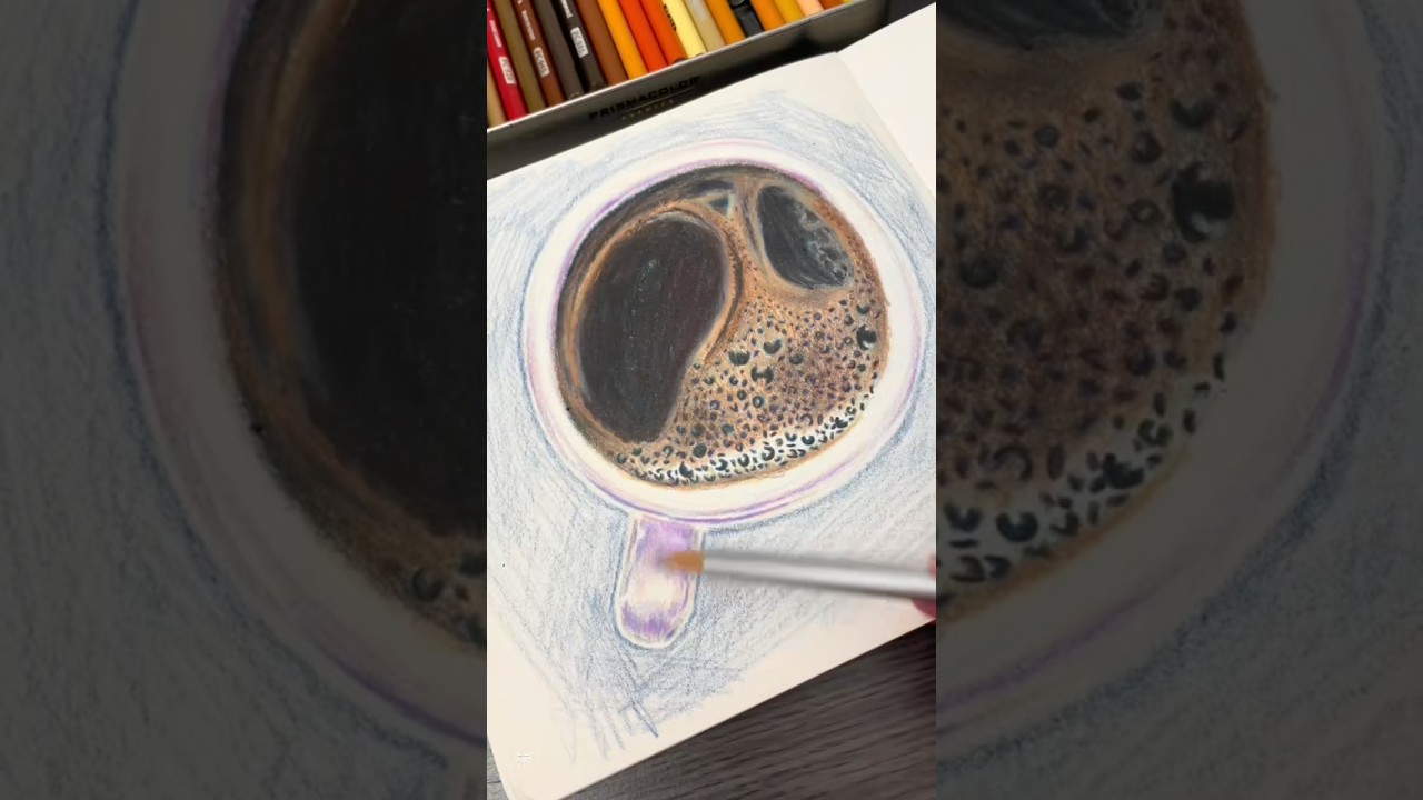 Color theory coffee drawing | colored pencil sketch #artshorts #coffee #coffeeart #colortheory #art