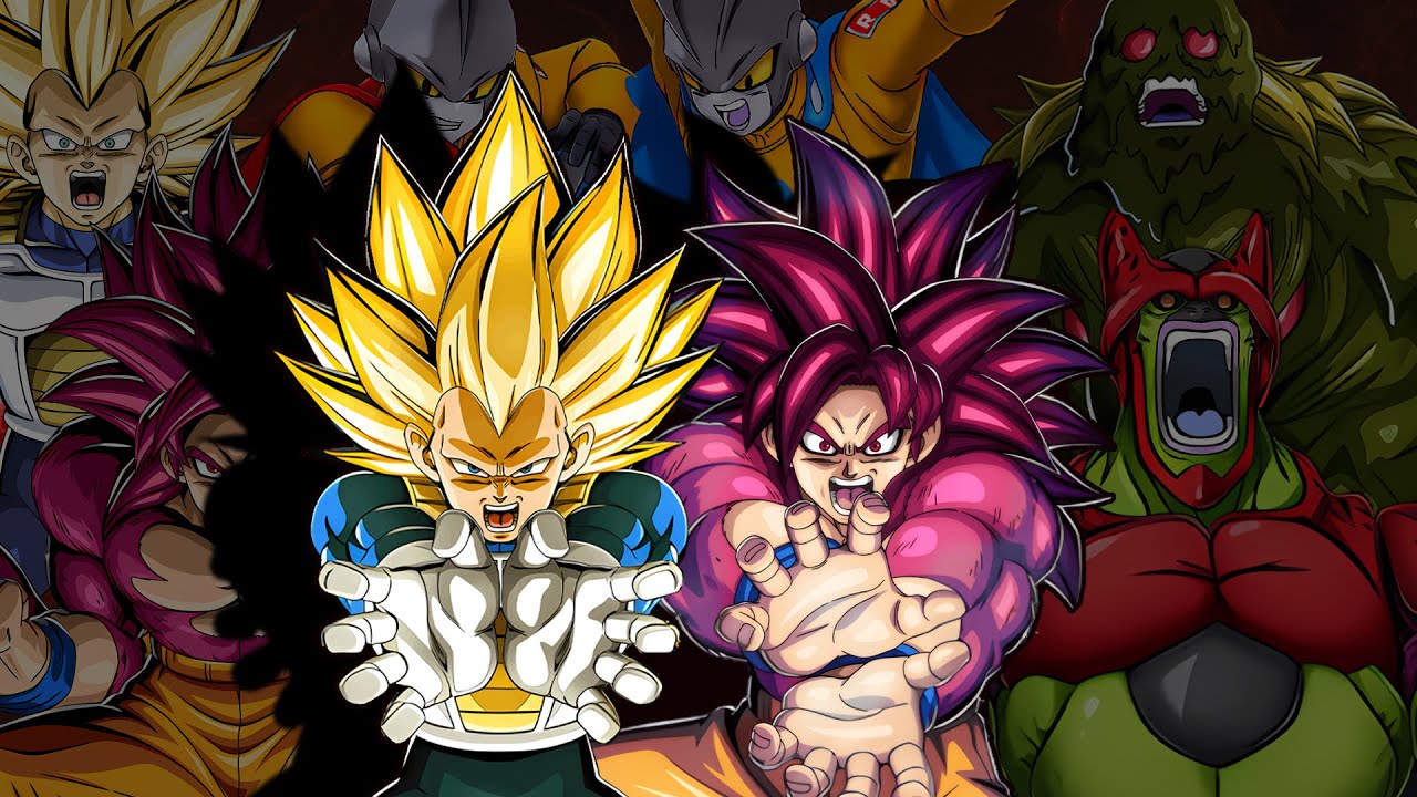 STR Lr SSJ4 DAIMA Goku and TEQ SSJ3 Vegeta VS All Dokkan Battle Bosses! [Dokkan Battle]