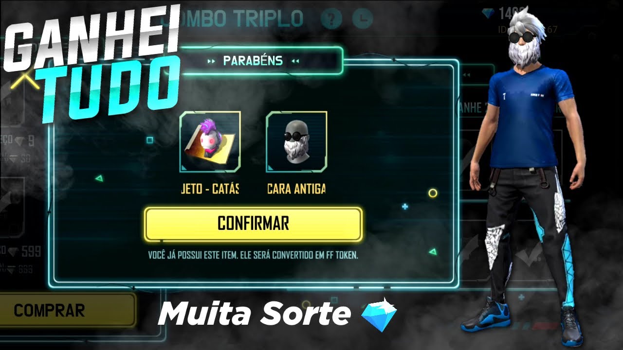 GANHANDO A BARBA DO VELHO NO EVENTO COMBO TRIPLO DO FREE FIRE! GASTANDO DIAMANTES