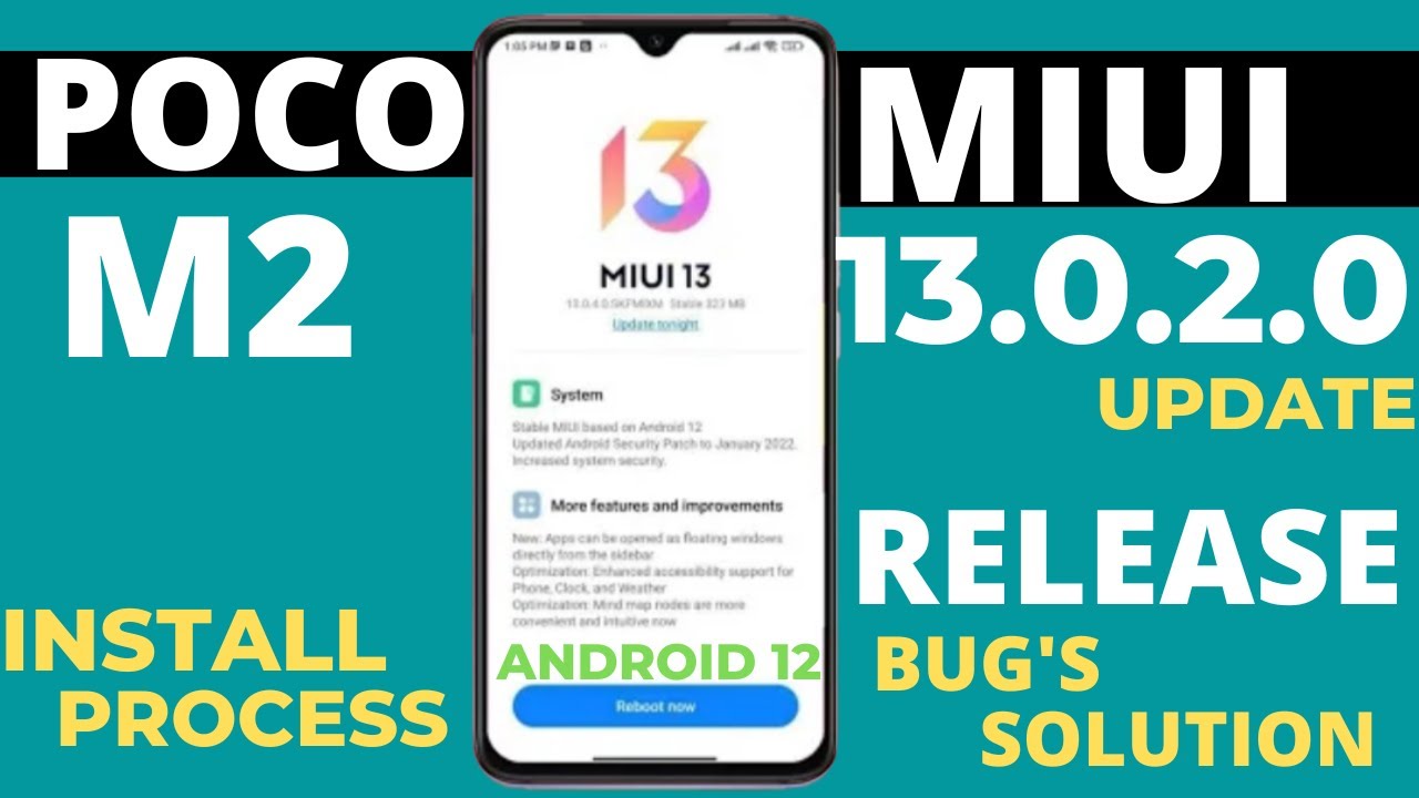🔴 INSTALL PROCESS : Poco M2 Miui 13.0.2.0/Android 12 New Update Rollout|New Features