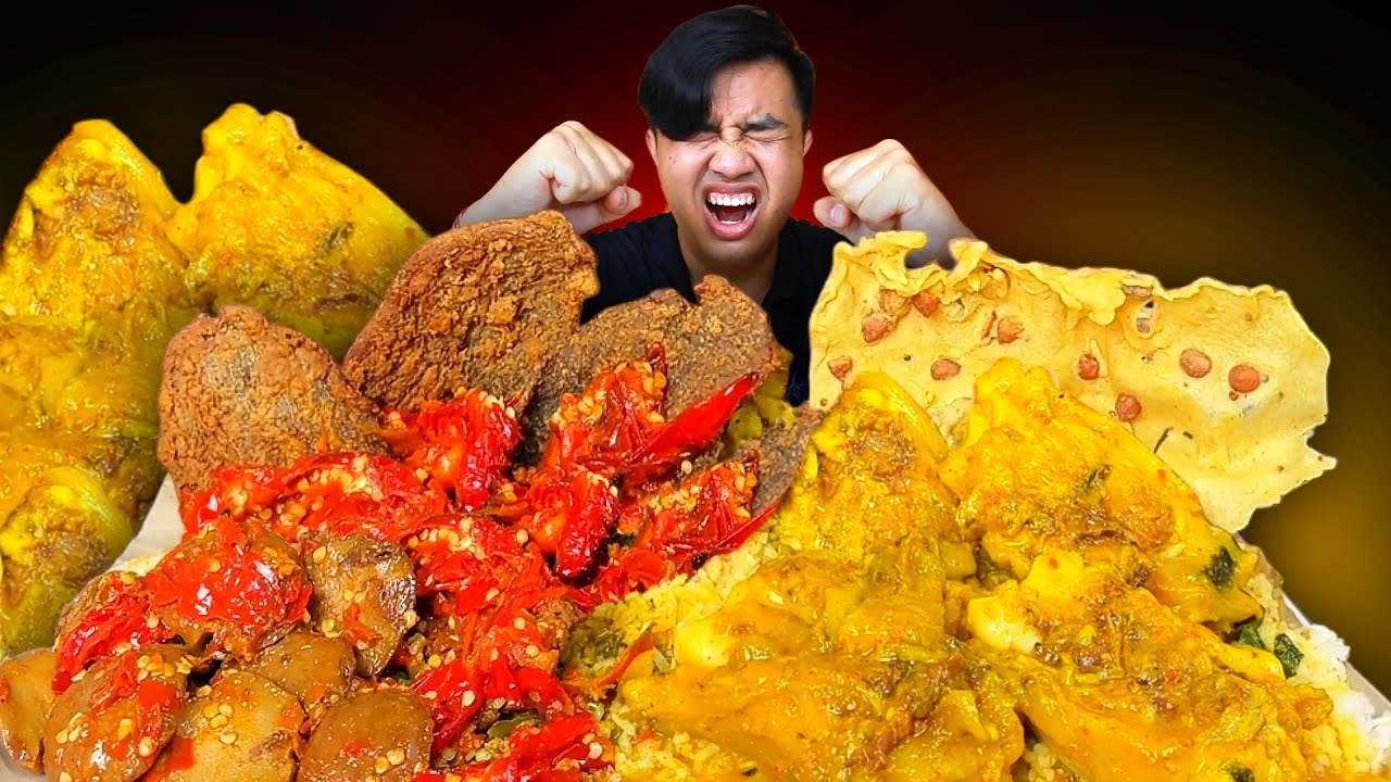 GILAA 😱 MUKBANG 3 BUNGKUS NASI PADANG BANJIR GULAI KIKIL + DENDENG BALADO PEDAS JENGKOL BALADO
