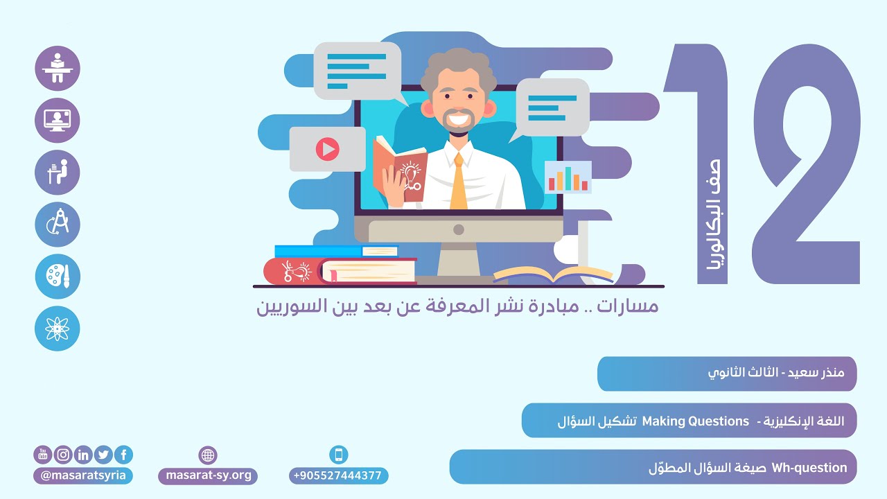 صيغة السؤال المطوّل  Wh question في كتاب اللغة الإنكليزية - بكالوريا