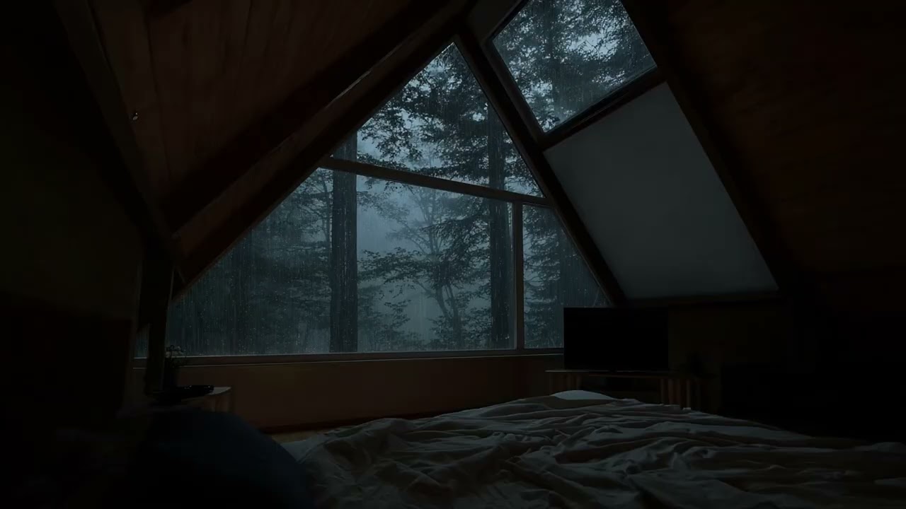 Gentle Rain Sounds for Sleeping in RainLoft Cabin | 3 Hours Black Screen | Fall Asleep Fast
