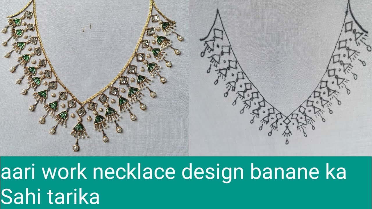 hand work necklace design Kaise banaen aari work n