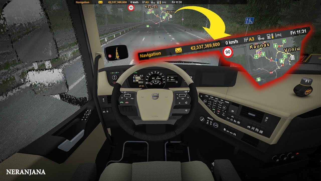 ETS 2 Mod | Top,Center Route Advisor - Mini Mirrors [ETS2 v1.36]