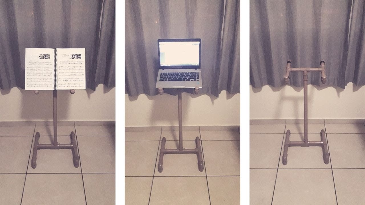 Demonstrando meu tripe de notebook e partitura feito de cano PVC