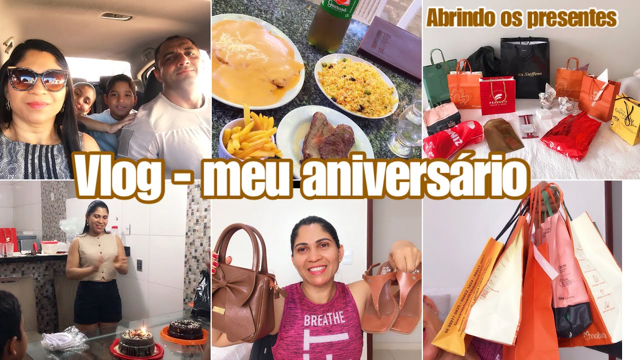 meu aniversário | almoçamos fora abrindo os presentes | ganhei muito coisa.