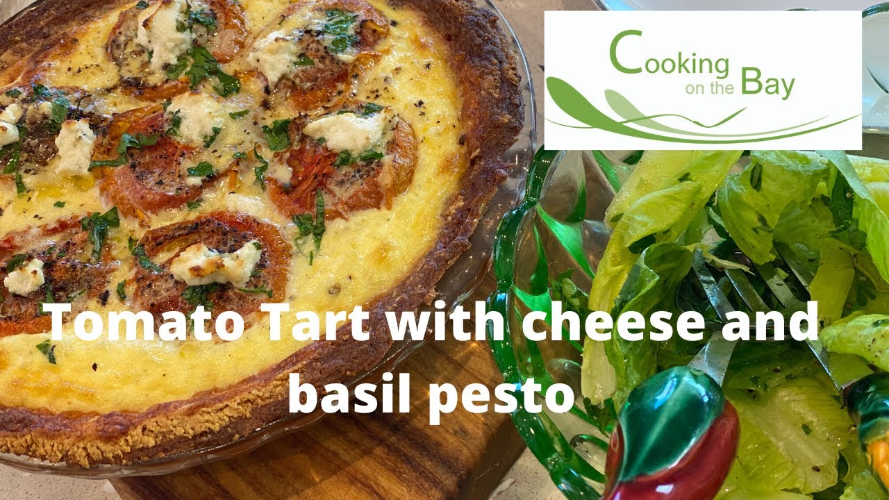 Keto Tomato Tart with Basil and Pine Nut Pesto