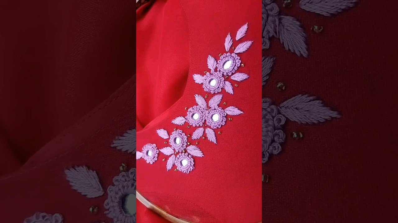 Latest mirror work neck design for Kurtis| simple & beautiful mirror work embroidery neck design