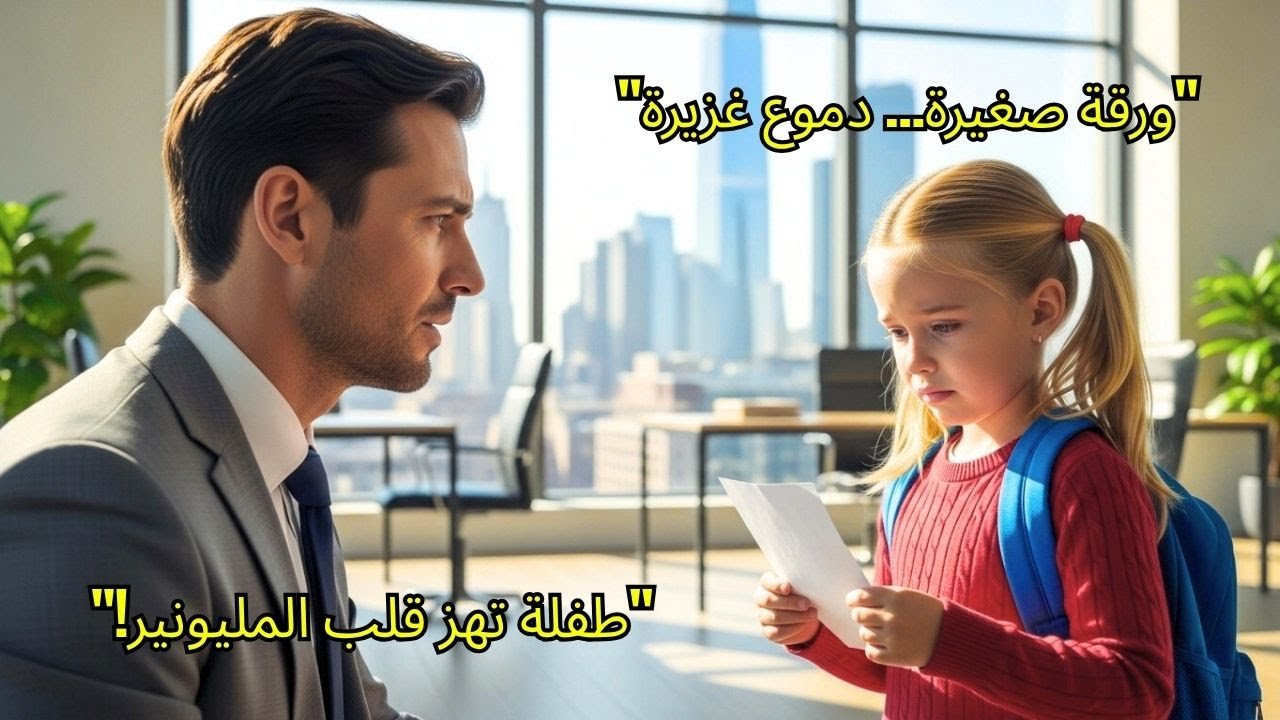 طفلة تدخل مكتب المليونير بورقة صغيرة… وجملة واحدة جعلته يبكي!