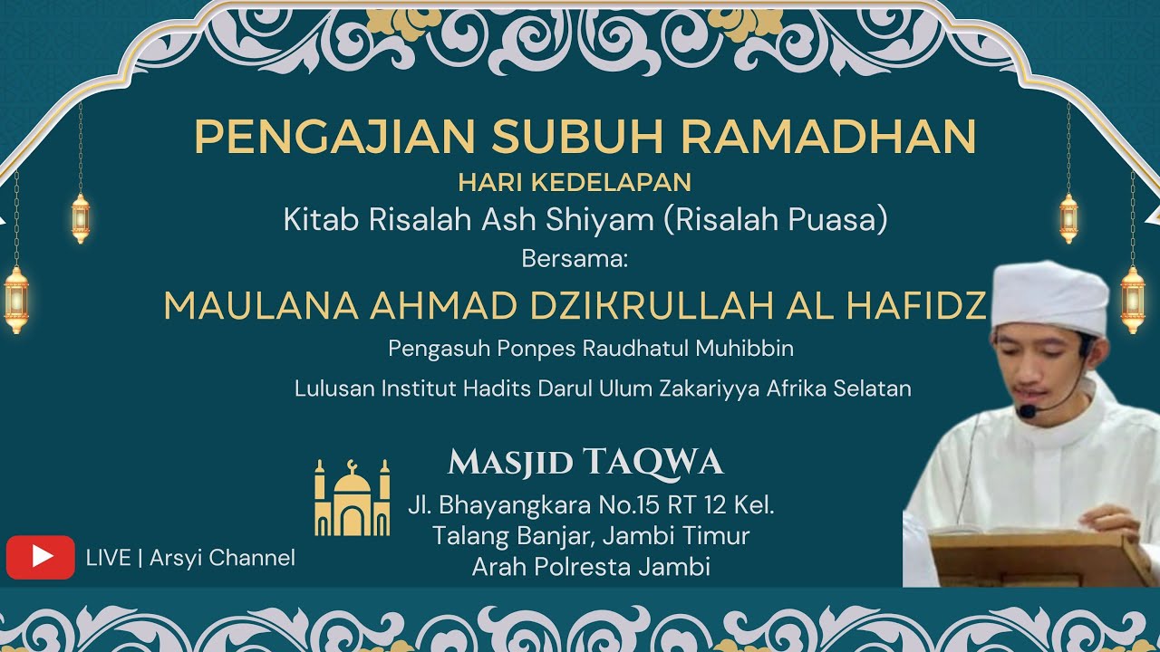🔴 LIVE | 5 Syarat Wajib Berpuasa | Risalah Ash Shiyam - Hari Kedelapan Ramadhan 1447 H