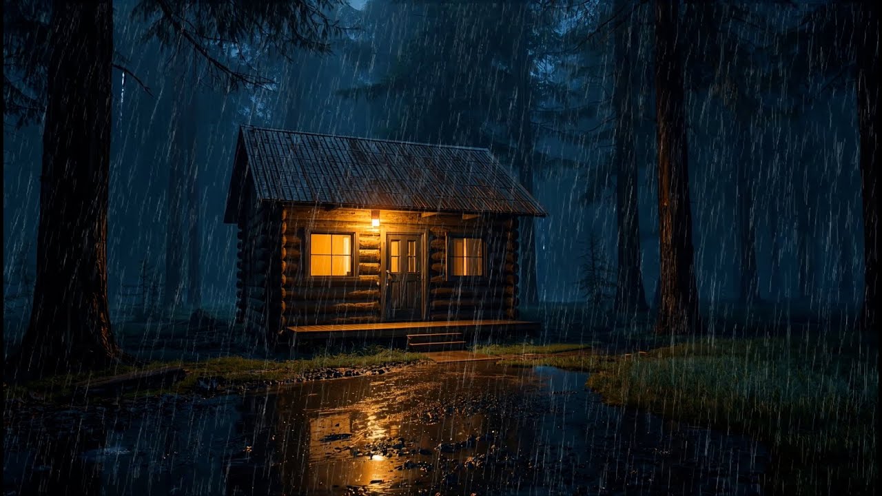 Forest Cabin Rainstorm 🌧️ Powerful Rain Sounds to Relax Mind & Fall Asleep Fast Tonight