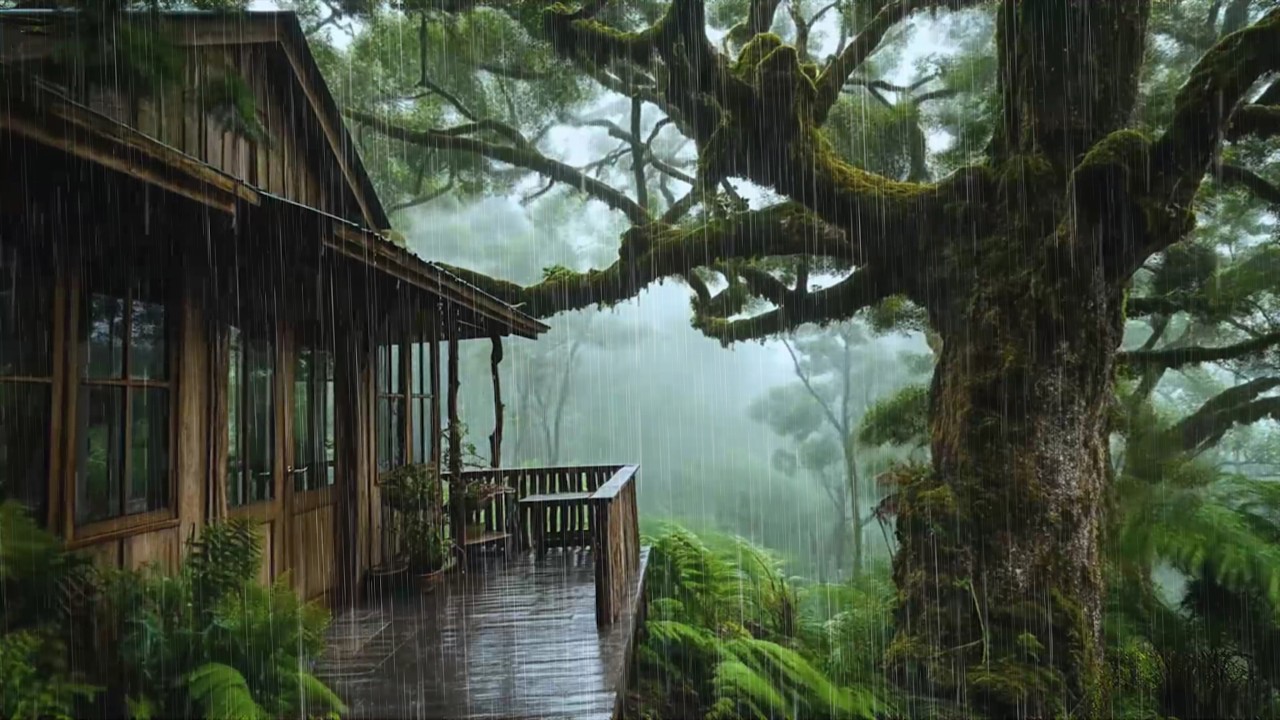 Soothe Your Mind and Body with Rain in Cozy Tree House Cabin 🍀 Immerse Yourself in the Relaxing Rain