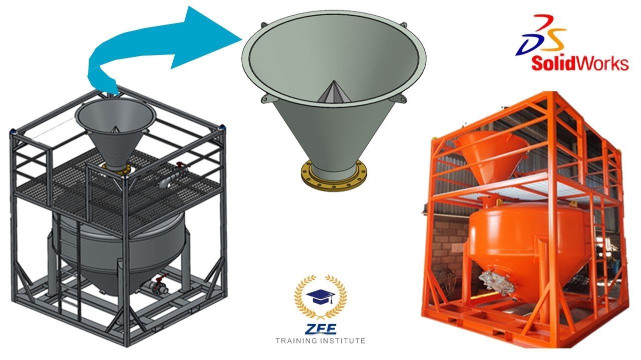 Cement Cutting Bottle Hopper \ Silo Design in Solidworks  | Solidworks tutorial