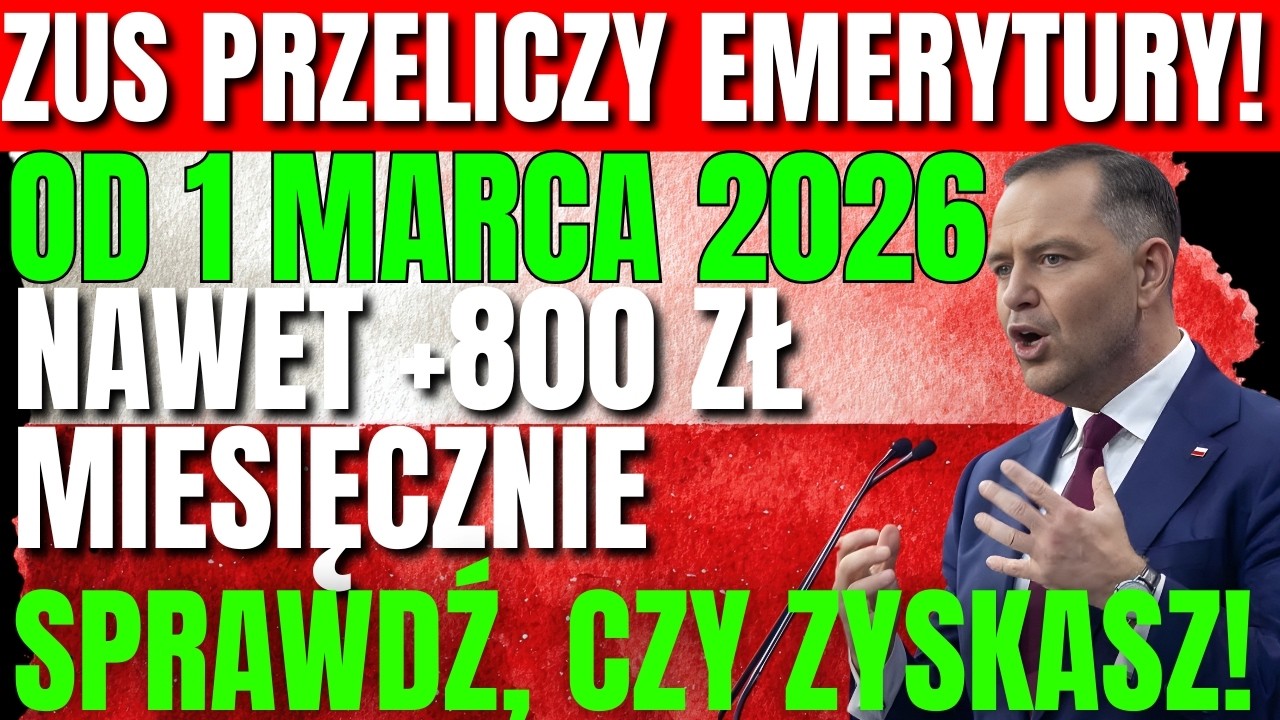 🔥 1 MARCA 2026 – ZUS PRZELICZY EMERYTURY! Miliony seniorów zyskają nawet kilkaset zł miesięcznie