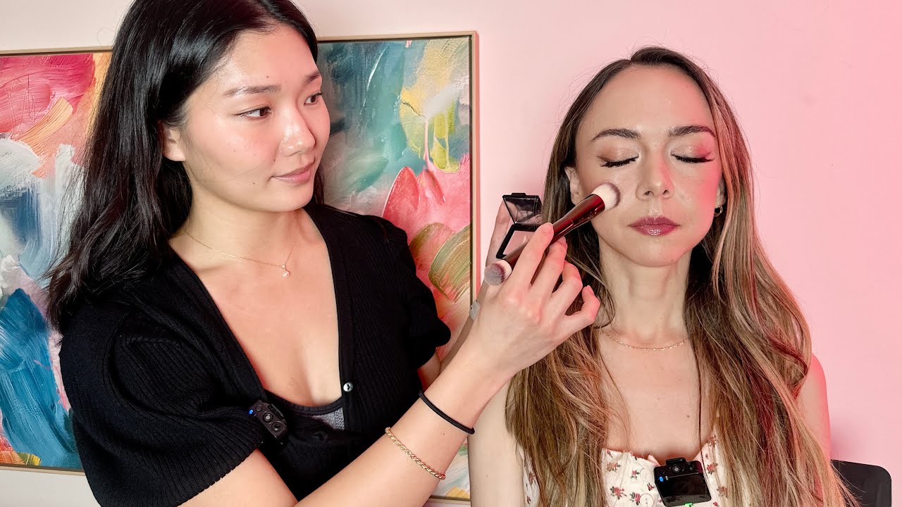 ASMR Korean Skin Care + Makeup Application | Dewey Face Tutorial [Real Person] Eyes, Lips, Lashes
