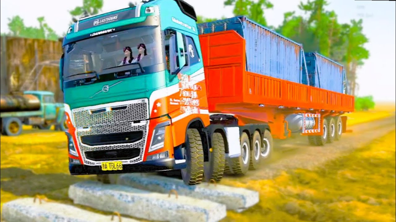 Truck vs Extreme Broken Road and Speed Bumps Ep 22 #mudrunner #spintires