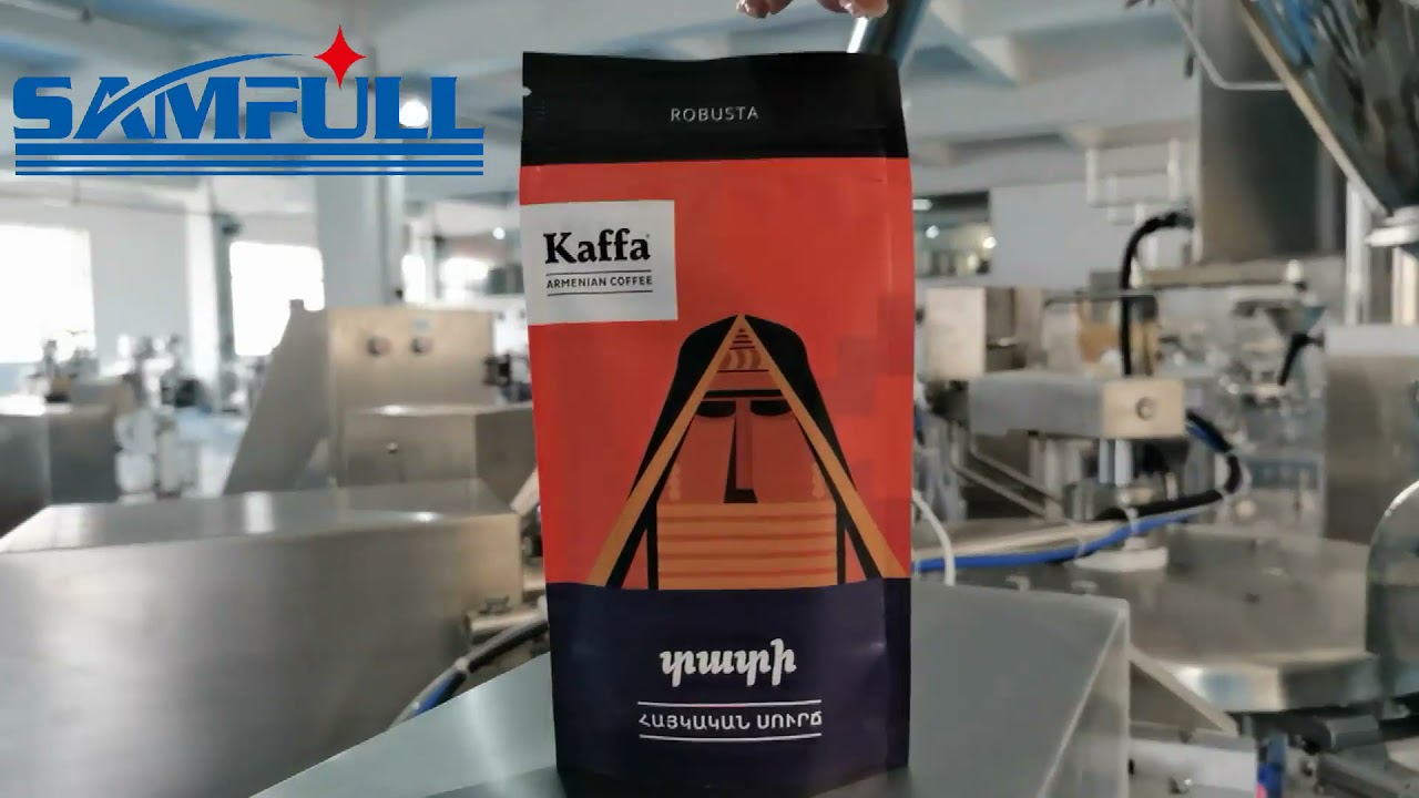 Instant ground coffee premade zipper pouch auto filling and sealing machine