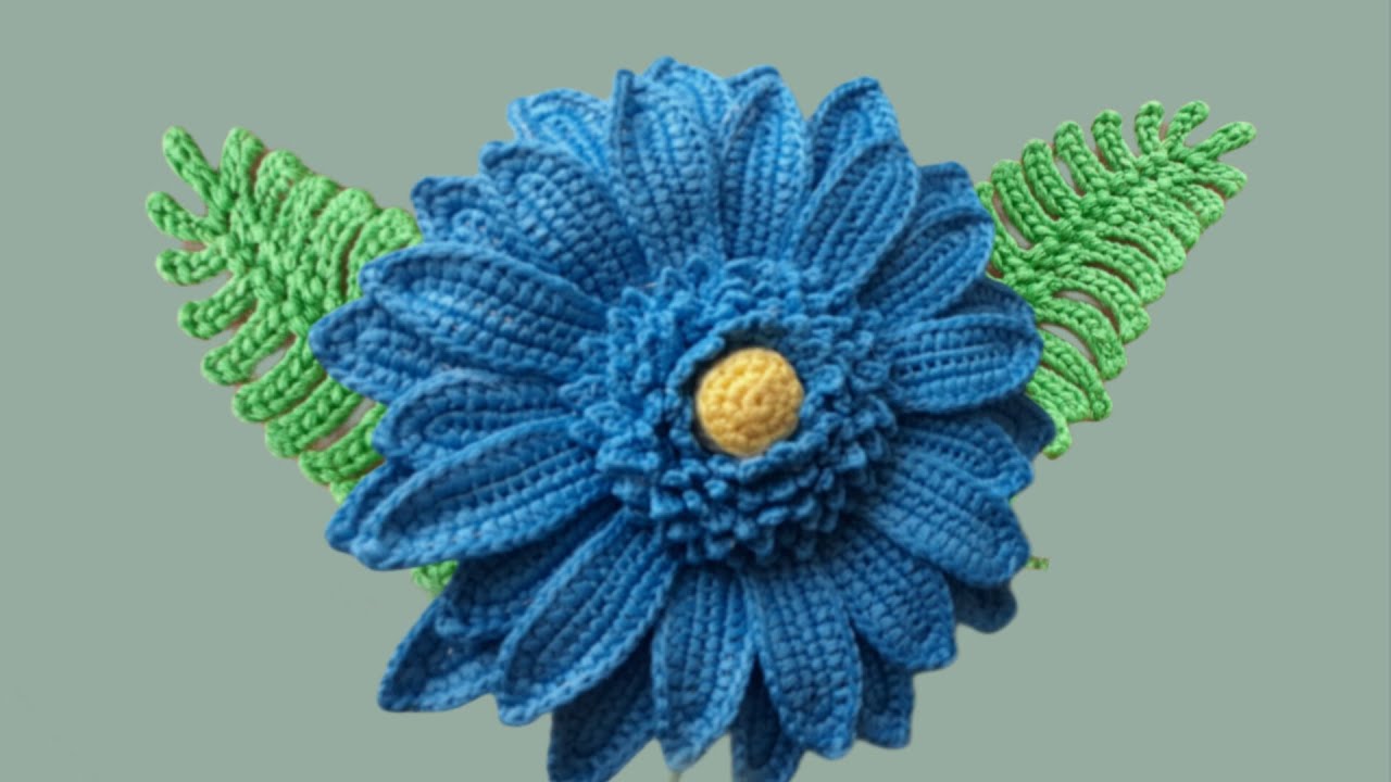 Easy Crochet Blue Gerbera | Beautiful Floral Tutorial ( part 2)