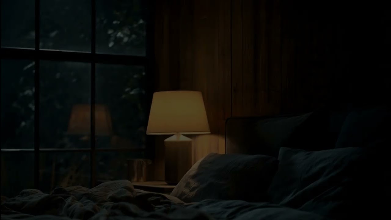 🌲 Heavy Rain on Glass Cabin Window ( No Ads)— Forest Night Ambience | Cozy Rain on Window 🌧️