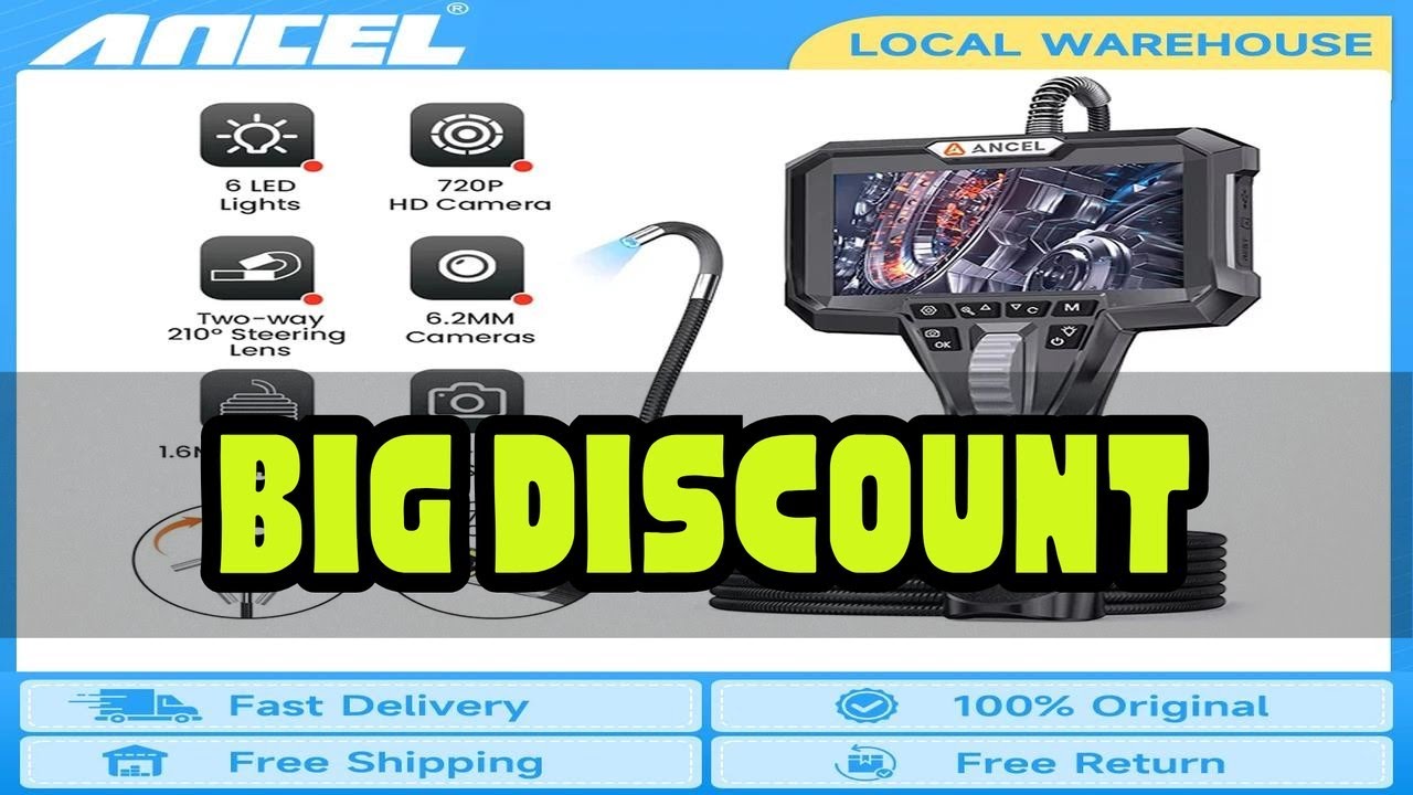 ANCEL AN301 Car Industrial Endoscope HD1080P 6.2mm Automotive Lens Pipe Sewer Inspection Tools IP67