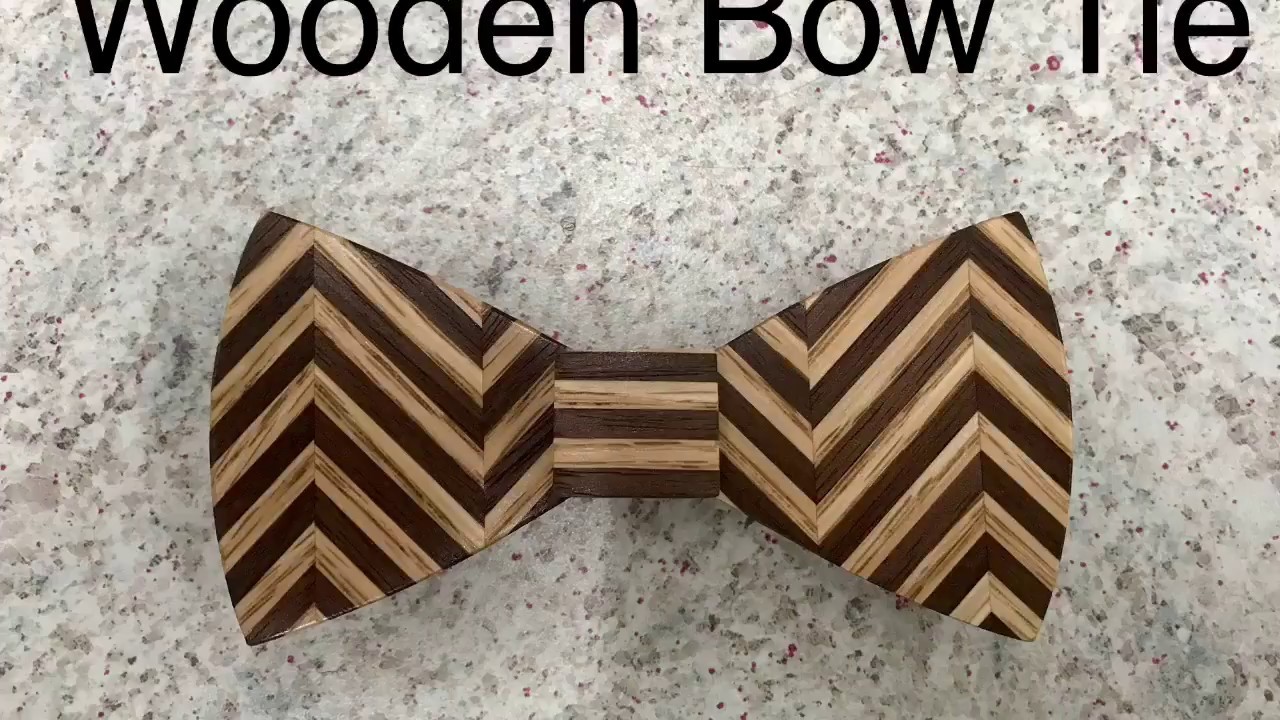 Wooden Bow Tie - Chevron Pattern