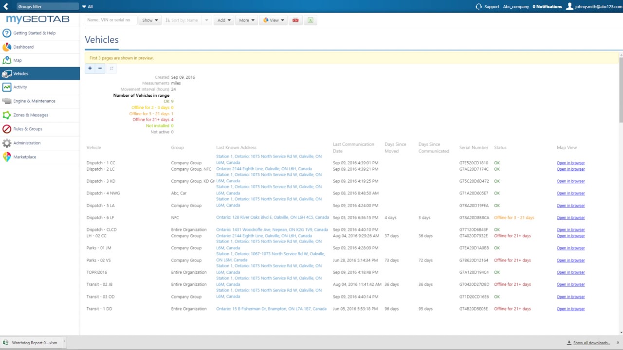 How to Monitor Health of Devices Through the Watchdog Report in MyGeotab   Fleet Productivity