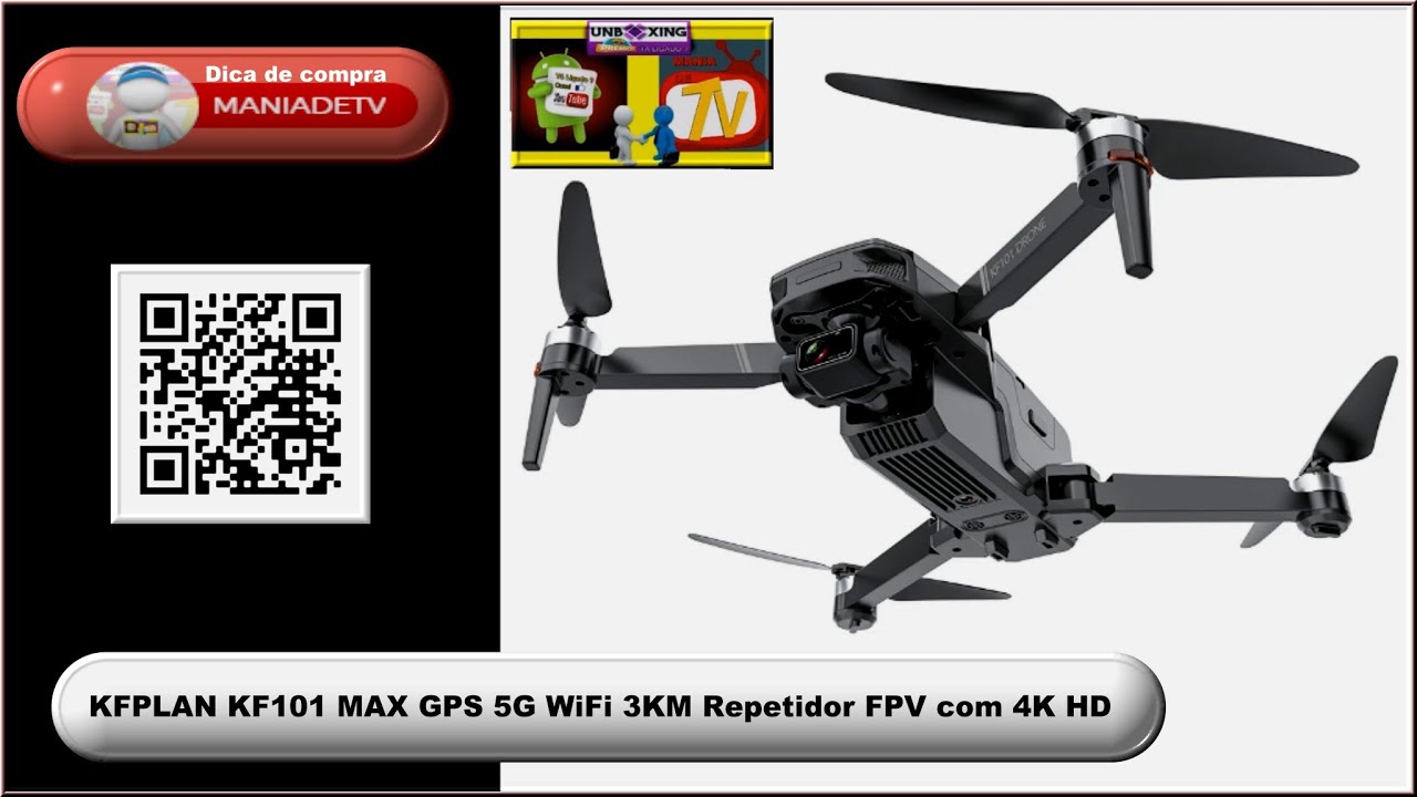Conhe&ccedil;a: KFPLAN KF101 MAX GPS 5G WiFi 3KM Repetidor FPV com 4K HD ESC Camera 3-Axis EIS Gimbal.