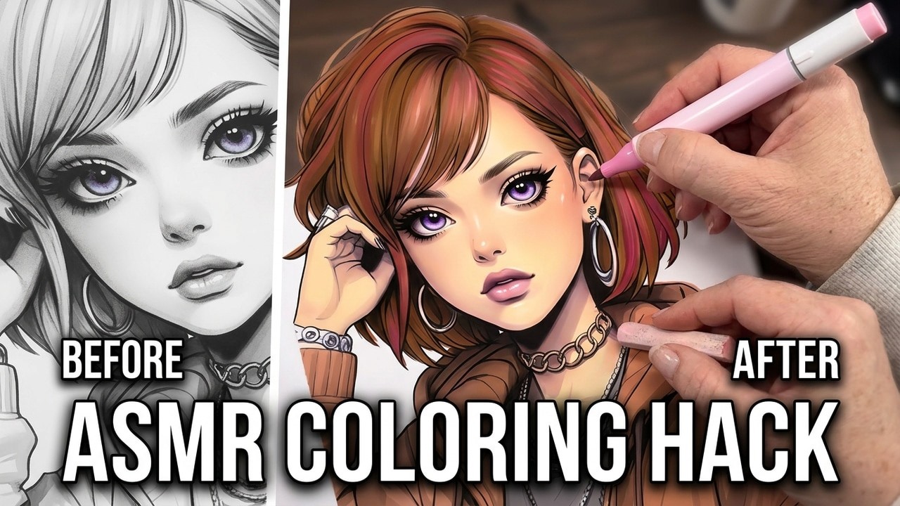 Greyscale coloring for better sleep | Gentle marker & pastel ASMR