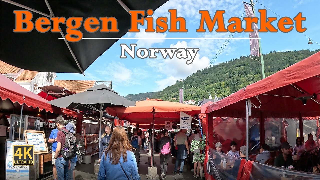 Bergen Fish Market In Norway 🇳🇴 | City Walking In Stunning 4K