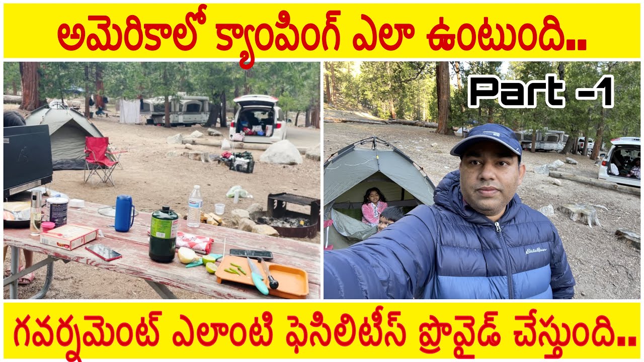 అమెరికాలో క్యాంపింగ్ ఎలా ఉంటుంది || camping at Kings Canyon || telugu vlogs || sequoia national park