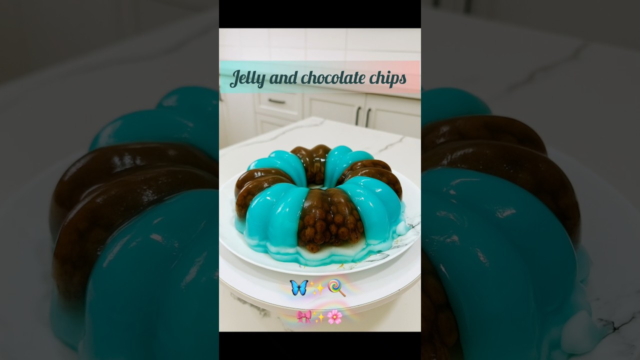 chocolate chips inside jelly cake 🩵🍫🍬🍪🍡