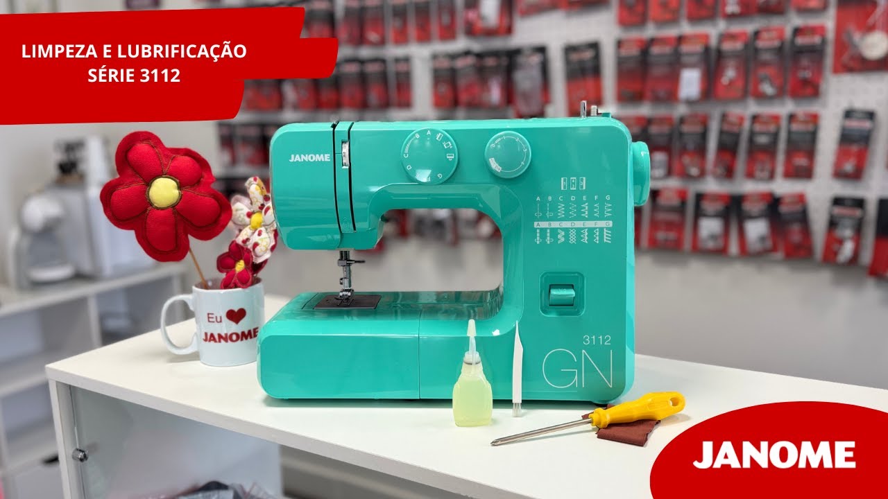 Limpeza e lubrificação máquina mecânica série 3112 Janome