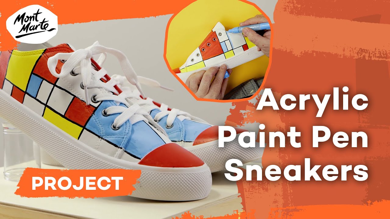 Piet Mondrian inspired DIY sneakers: acrylic paint pens