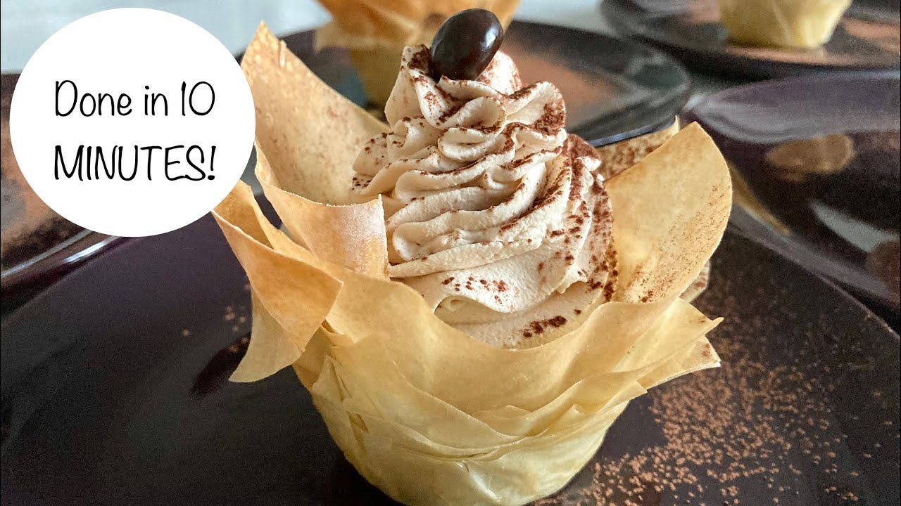 10 Minute 4 Ingredient Dessert Hack | Phyllo Pastry Cup with Ganache and Whipped Cream
