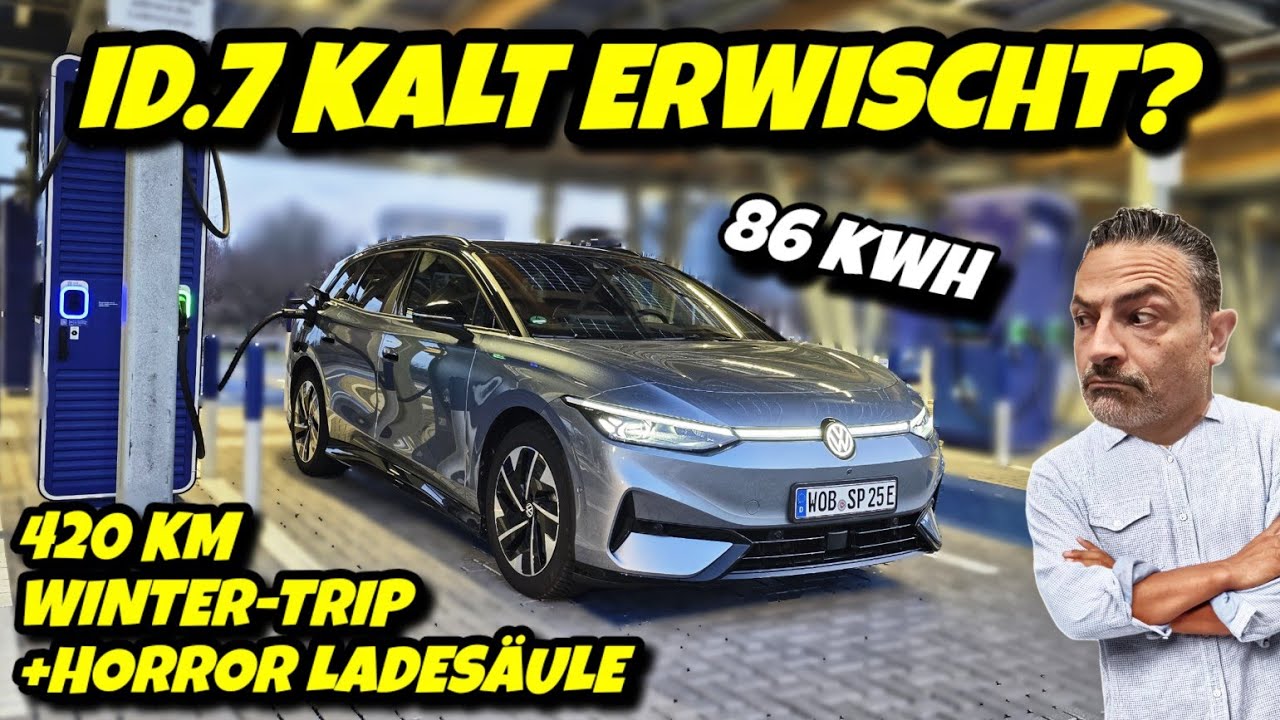 VW ID.7 86 kWh - 400 km im Winter + Horror Ladesäule. #automobile 
