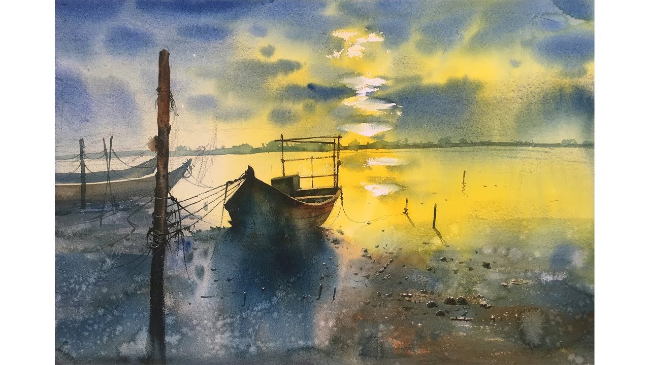 Watercolor Painting of a beautiful morning landscape | Prashant Sarkar.