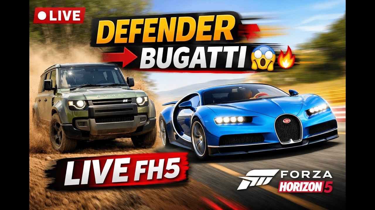 🔴 LIVE FH5 | Defender Missions se BUGATTI Dream Car 🔥 | Forza Horizon 5 Live | F3Games