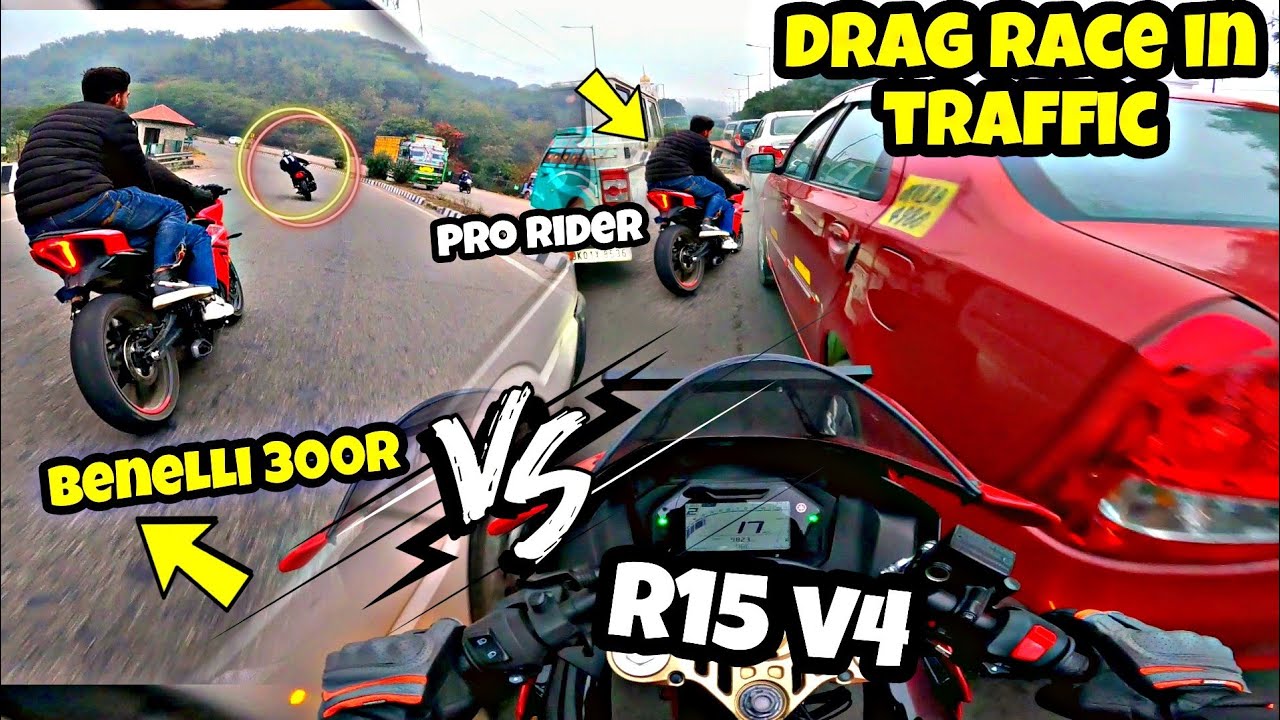 India's first drag race between k300r and r15 v4|😱😱 Benellie vs Yamaha🔥🔥