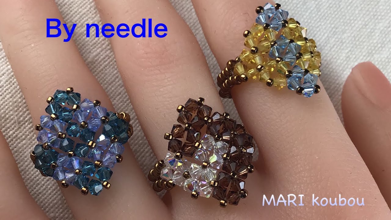 余っているビーズでモチーフリング　By needle/make with leftover beads