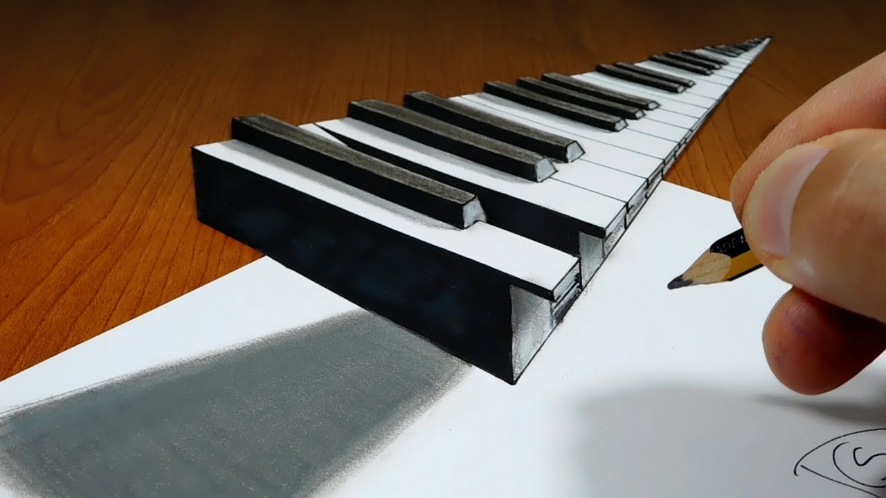 3D Trick Art on Paper   Piano   Optical Illusion